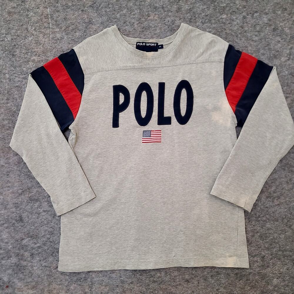 Polo Sport Ralph Lauren Big Spell Shirt Mens Medium Gray Embroidered Check Flaws